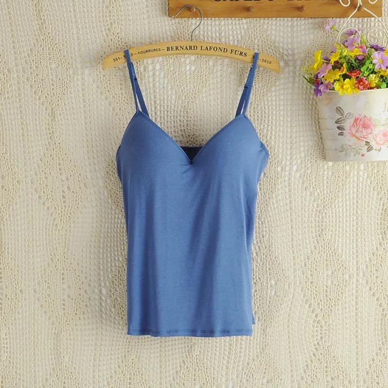 new summer Adjustable Strap Built In tank tops women sexy strappy bralette bralet tops sleeveless halter camis Camisole DD02