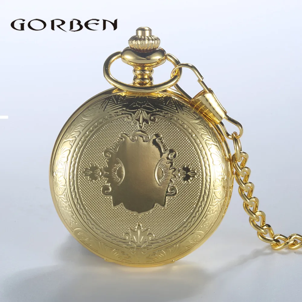 Laser Engraved Pocket Watch Plain Full Stainless Steel Roman Numbers