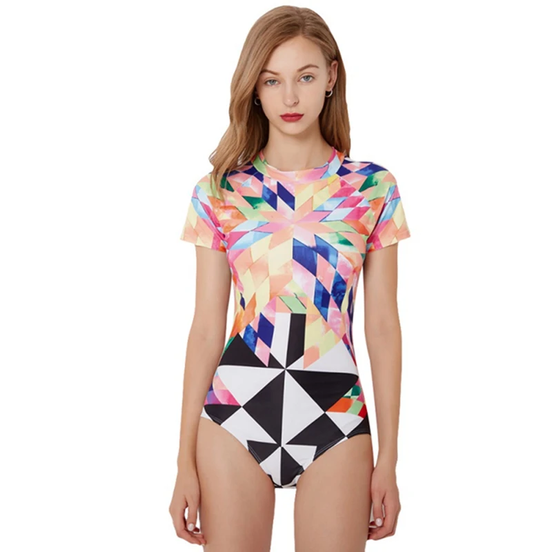 Купальник Rashguard с длинным рукавом и принтом женский купальник купальный костюм
