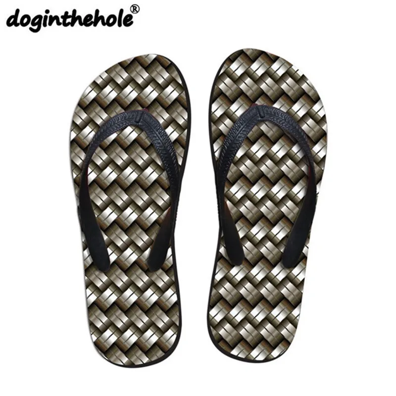 

doginthehole Women's Flats Flip Flops 3D Geometry Pattern Slippers Sport Outdoor Womens Sport Sandal Beach Shoes Female Sneakers