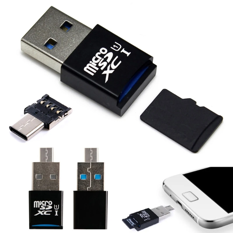 Micro SD Card Reader 2 в 1 Тип C USB 3,0 Micro SD Card Reader для портативных ПК Macbook S8 Note8 G6 Android