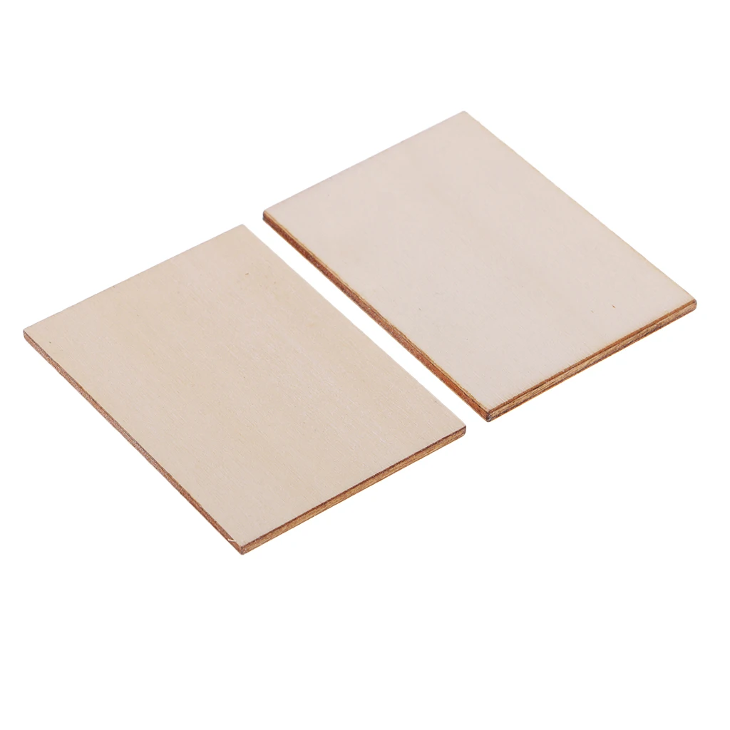100Pcs Rectangle/Square MDF Unfinished Wood Pieces Cutouts Blank Plaque Sheets for DIY Art Craft Pyrography Decoration Ornaments