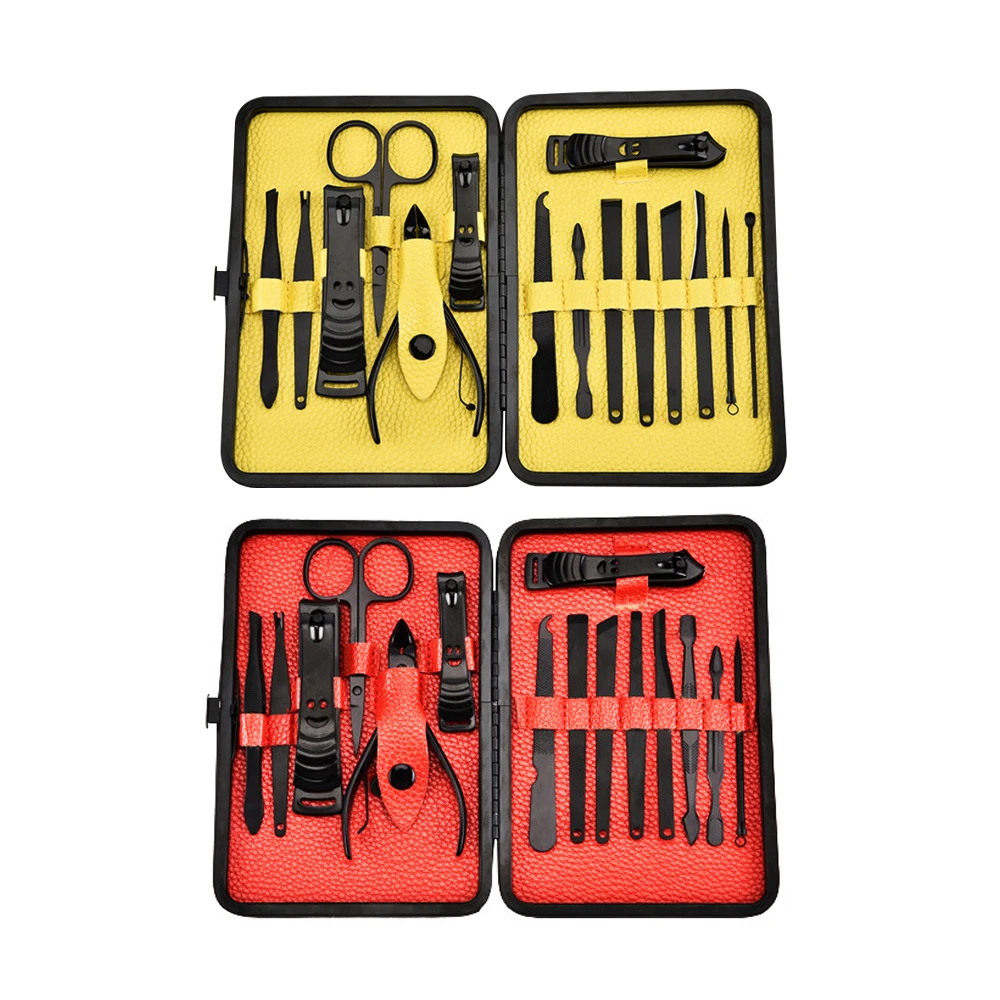 

15pcs/set Manicure Set Nail Clipper Tweezers Earpick Grooming Pedicure Kit Men Women with Case
