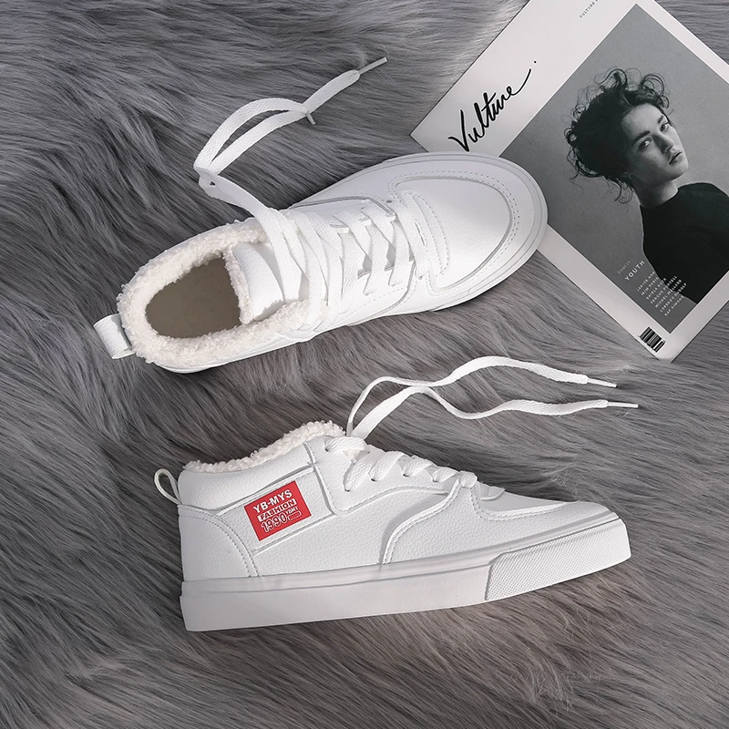 

Ankle Boots Female 2018 New Plush Lining Winter Outdoor Fashion Flat Casual Shoes Women's Winter Boots Sneakers