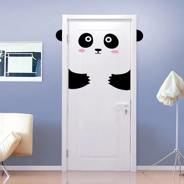 happy panda smiley door sticker for kids girl door panda wall