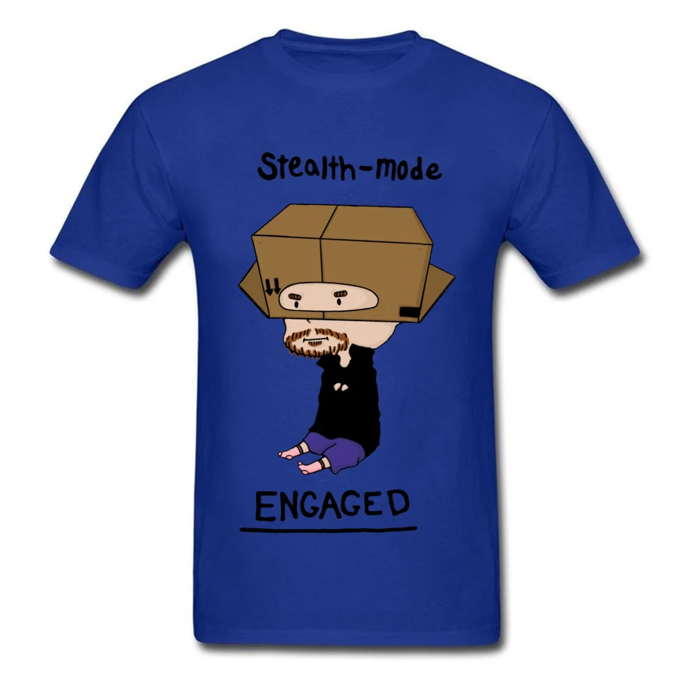 Tops Shirt The Box Ninja Sweatshirts Summer/Autumn On Sale Design Short Sleeve 100% Cotton Crew Neck Student T-shirts Design The Box Ninja blue