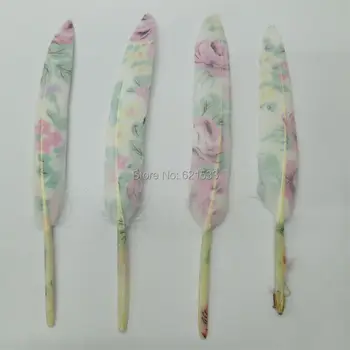 

Flower Printing Feathers,White Duck Cocottes Feathers with flower printed,Perfect for Millinery,50PCS/lot,10-15cm long