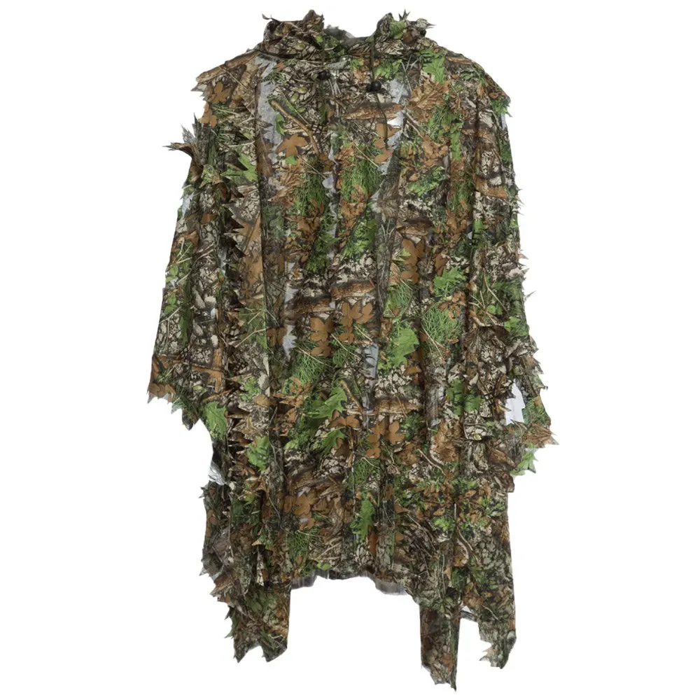 

Hunting Ghillie Suit Set 3D Camo Bionic Leaf Camouflage Jungle Woodland Birdwatching Poncho Manteau Durable Hunting Clothing