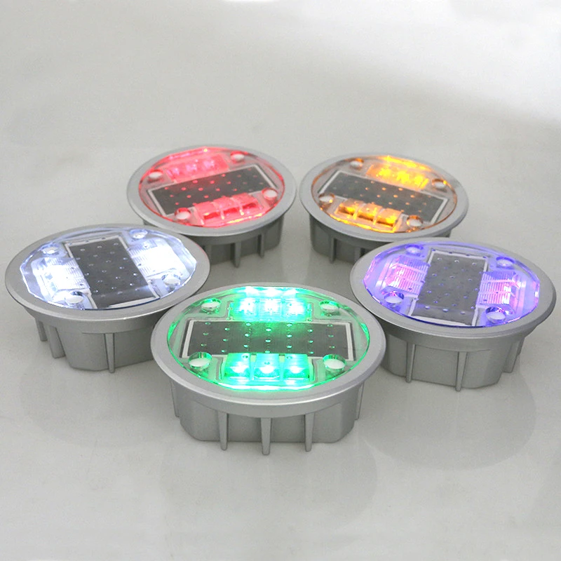 IP68 Waterproof Aluminum Case Solar Powered Road Stud Light Reflective Ground Warning Lamp