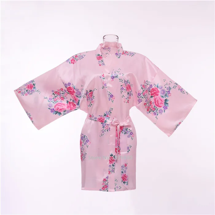 Синий цветок для подружек невесты Свадебная вечеринка халаты Для женщин атлас халат кимоно платье пикантные летние шорты ночное белье