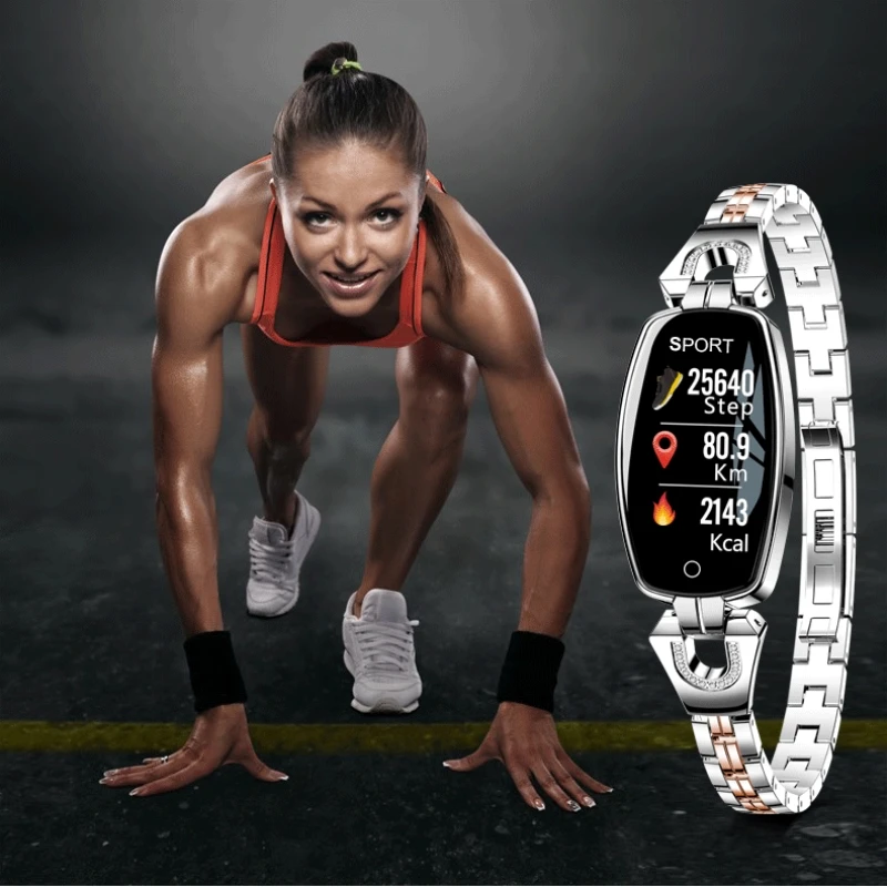 Women Bracelet Lady Fashion Smart Wristband Blood Pressure Heart Rate Monitor Fitness Tracker IP67 Smart Female watch Clock H8