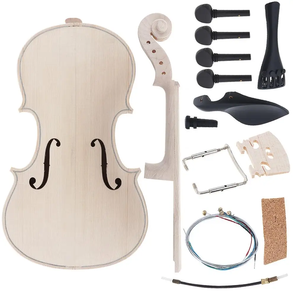 

4/4 Size Violin Natural Solid Maple Full Set Violin Parts Handwork DIY Kit