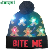 CHAMSGEND, унисекс, светящийся красочный светильник, Рождественская шапка, светодиодный светильник, вязаная шапка, праздничная Милая шапочка, светящаяся шапка, ширина 56-58 см#35