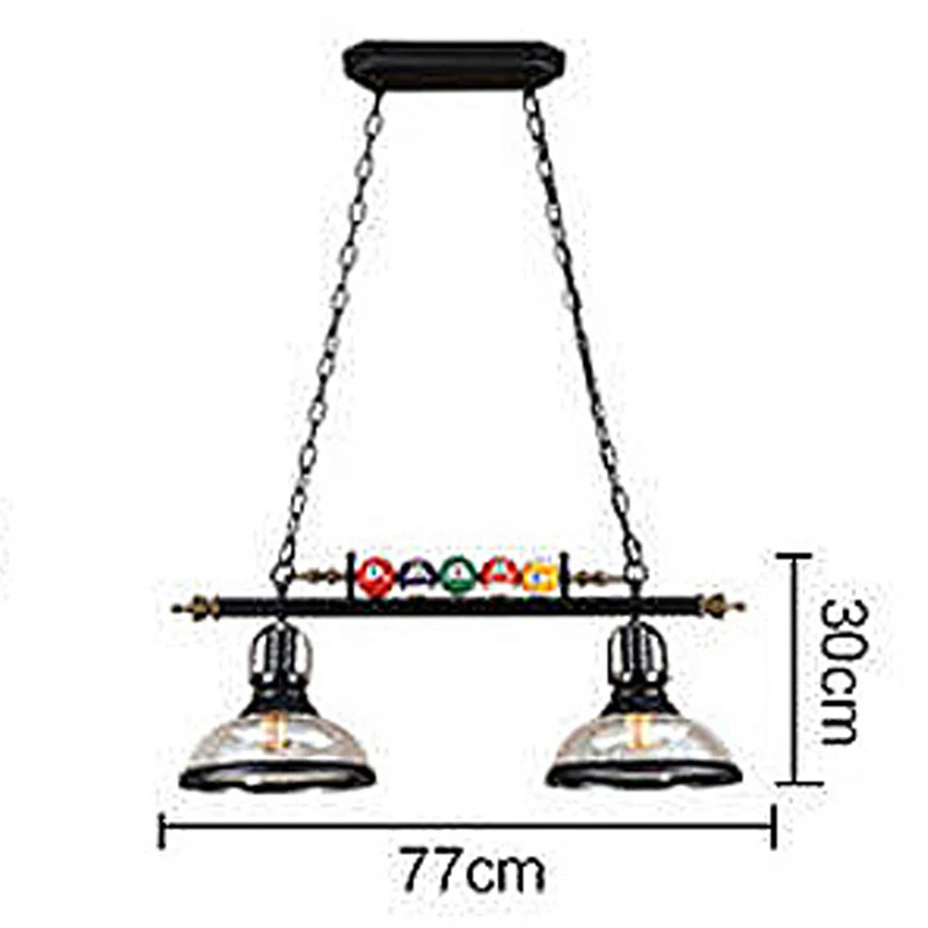 Скандинавские Ретро промышленные подвесные светильники для ресторана, бара, кафе, креативная Подвесная лампа, стеклянная Подвесная лампа для бильярдного стола, декоративная Подвесная лампа - Цвет корпуса: 2 Heads