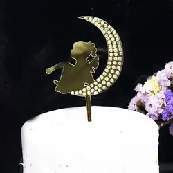 Кристалл девушка акрил торт Топпер 2019 новый алмаз луна Свадебный кекс Топпер Детская Игрушка В ванную на день рождения украшения для торта