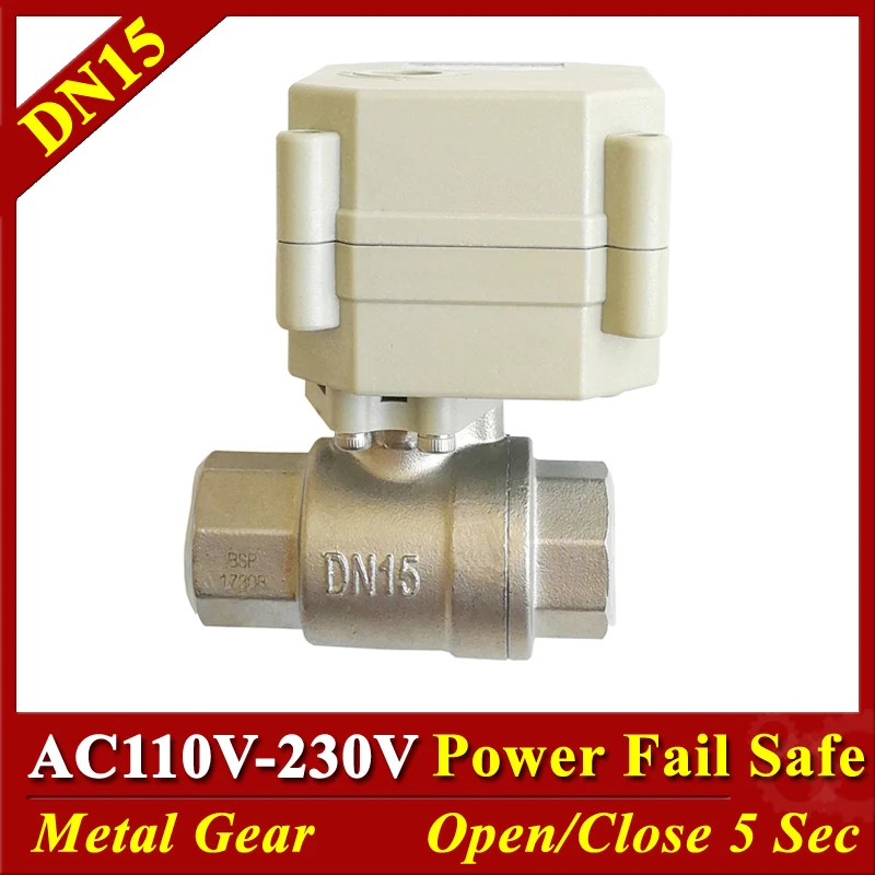 BSP/NPT 1/2 &quotSS304 DN15 Power Fail Close/открытые механизированные шаровые краны AC/DC9 24V 2/5