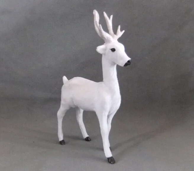 Моделирование пятнистого оленя жесткий модель полиэтилен и меха большой 24x16 см белый олень, стоящий ремесленного украшение подарок s0799