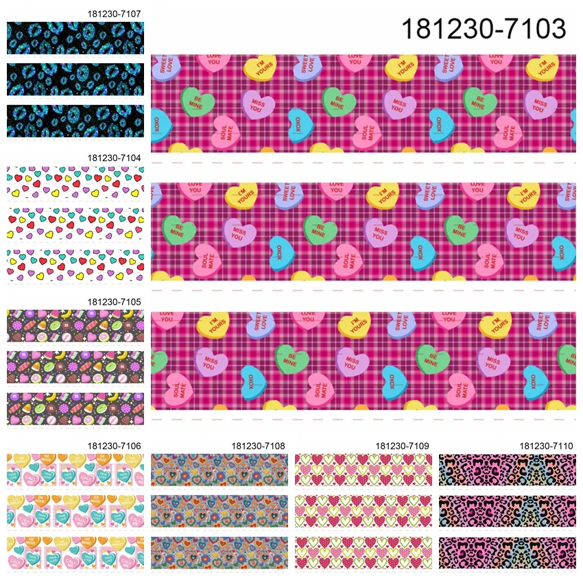 

10yards -different sizes -Valentine's Day ribbon printed Grosgrain ribbon DIY 7103-7112