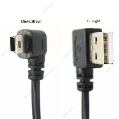 Мини-usb кабель для передачи данных 10 дюймов 90 градусов USB под прямым углом никелированный короткий USB 2,0-A-Male-4Pin под прямым углом Mini-B-5Pin 25 см
