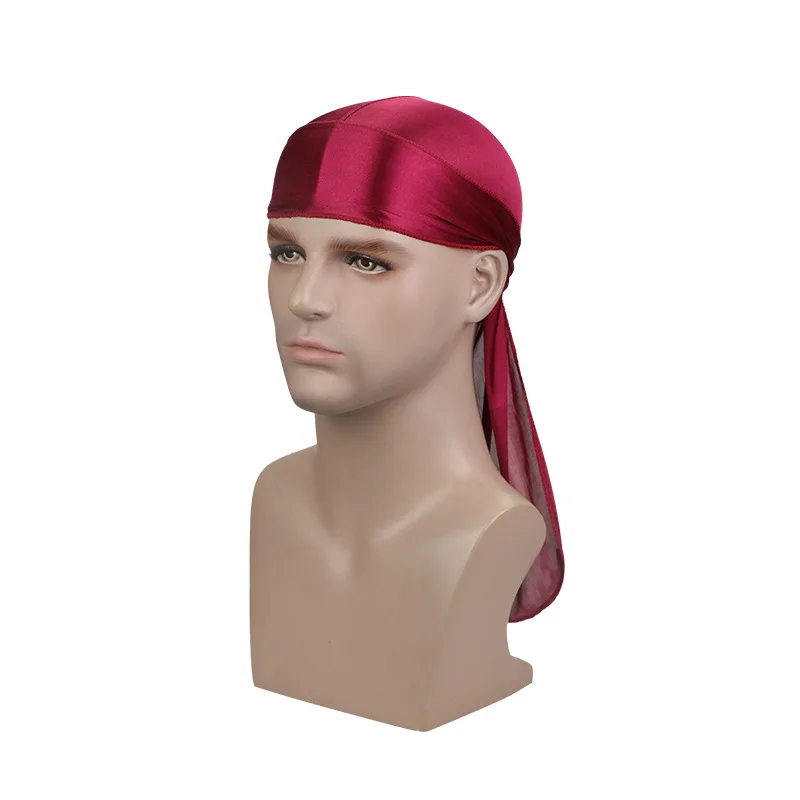 

Men's Silky Durags Bandanas Turban hat Wigs Doo Satin Durag Biker Headwear Headband Hair Accessories Extra Long Tail Du-Rag