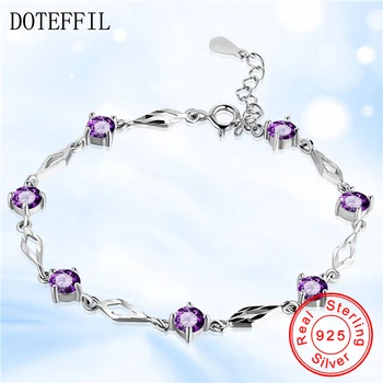

New 925 Silver Women Bracelet Fashion Charm Silver Round AAAA 5.00mm Zircon Bracelets Brand luxury Jewelery