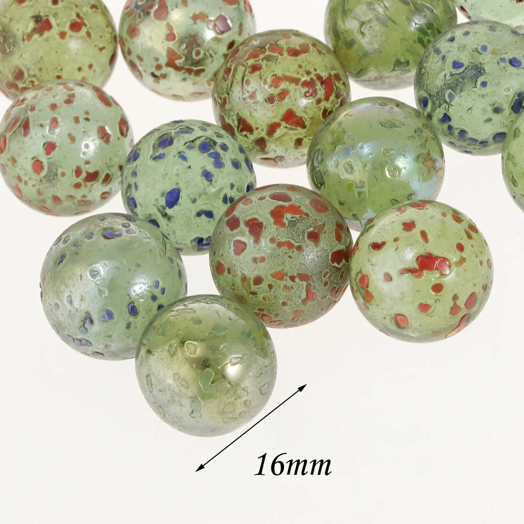 16mm Small Glass Marbles, Pack of 20, Kids Marble Game Toy, Chinese Checkers Accessory - Green