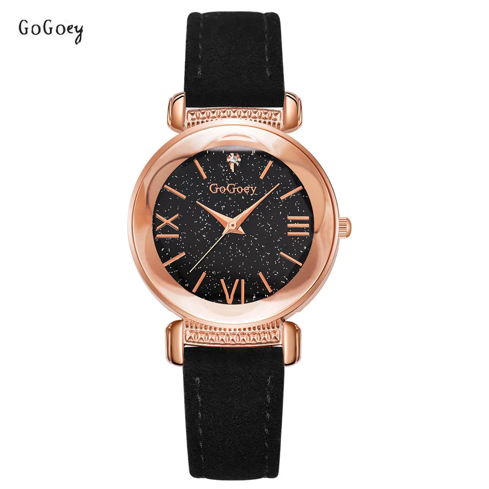 

2019 New Fashion Gogoey Brand Rose Gold Leather Watches Women Ladies Casual Dress Quartz Wristwatch Reloj Mujer 4417