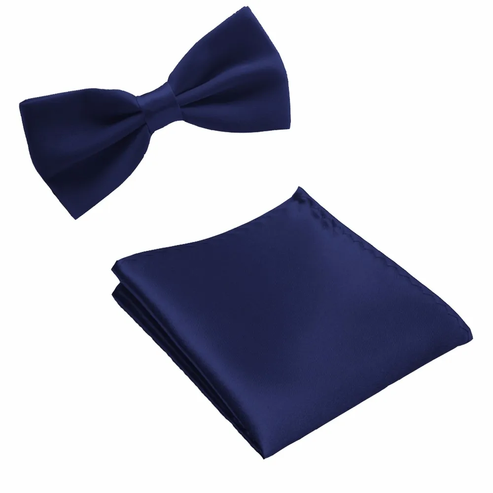 HOOYI полиэстер галстук набор галстуки для мужчин Галстук Свадебный квадратный Карманный галстук-бабочка платок Свадебный Бабочка Полотенце - Цвет: Navy