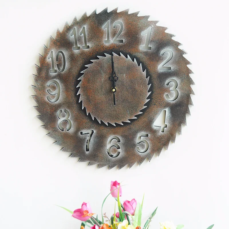 Ретро промышленный стиль домашний бар настенные наклейки настенные часы настенные креативные шестеренки орнамент деревянные пилообразные часы Современные