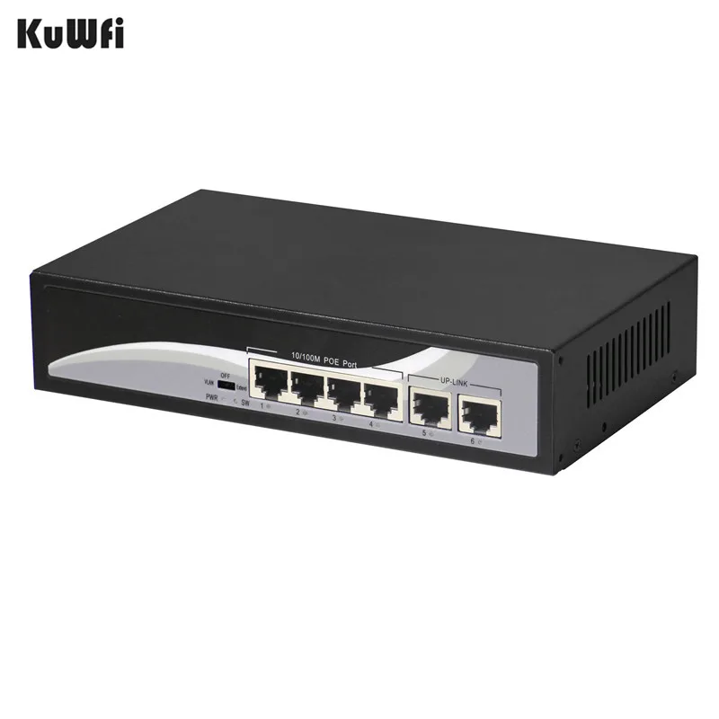 4 + 2 порта Ethernet сетевой коммутатор с 4 портами POE и 2 Uplink Ethernet IEEE 802.3af поддержка MDI/MDIX расширение 250 м