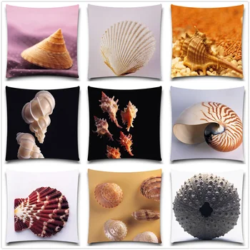 

Beautiful Shell Cushion Covers Blue Yellow Throw Pillows Cover for Home Decor