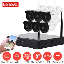 LENOVO 6CH Array HD Wireless Security Camera System DVR Kit 960P WiFi camera Outdoor HD NVR night vision Surveillance camera