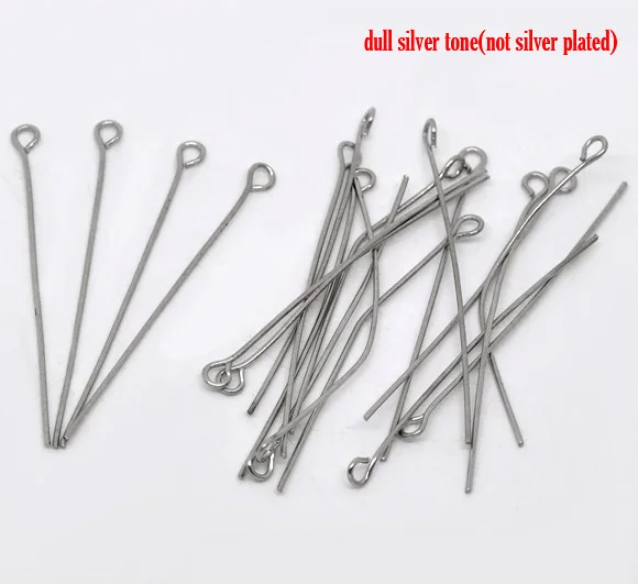 

Alloy Eye Pins Silver Tone 4.5cm(1 6/8") long, 0.7mm ( gauge), 150 PCs