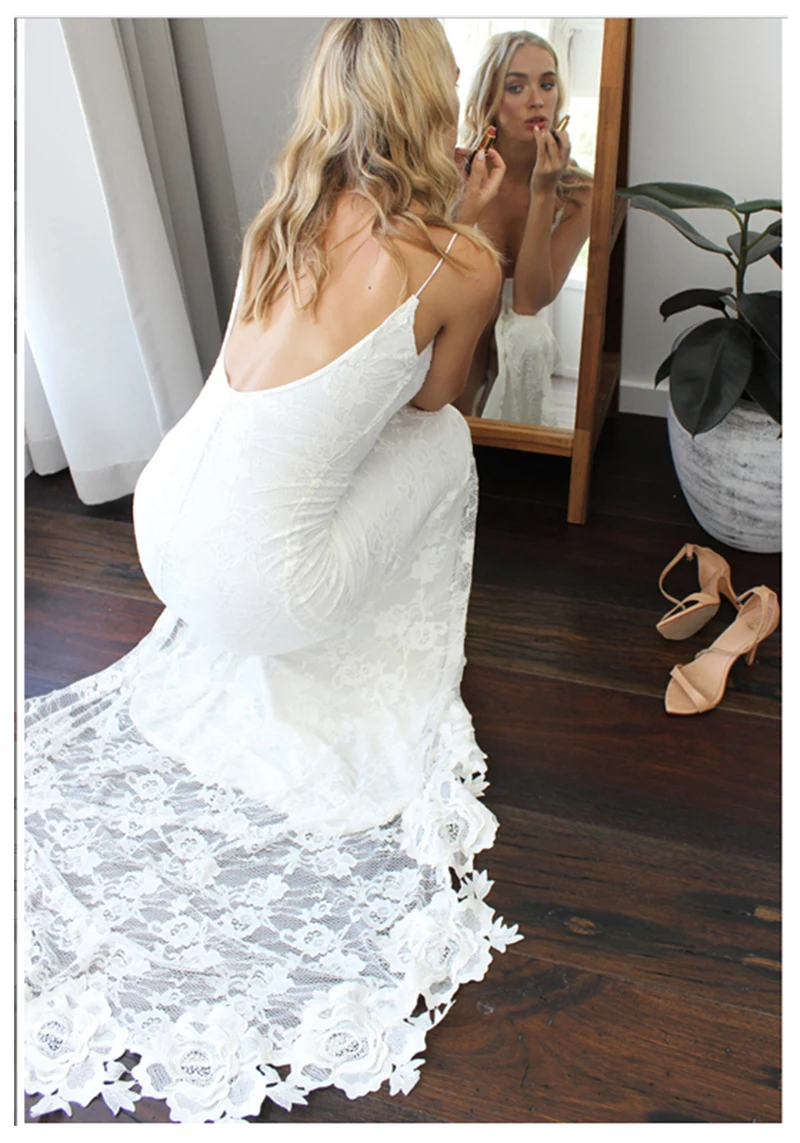 LORIE кружевное свадебное платье русалки Vestidos de novia винтажное с открытой спиной