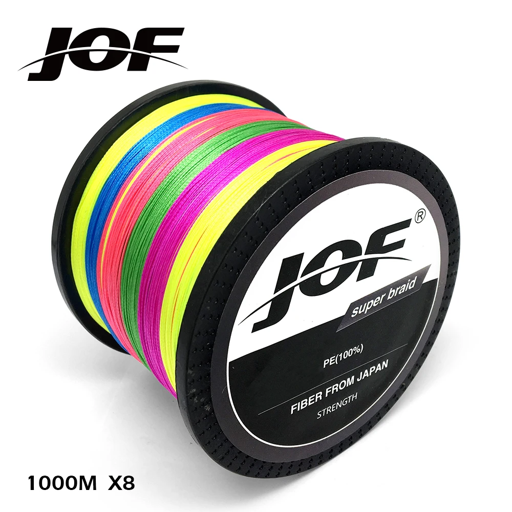 JOF سوبر Strong1000M 8 السواحل ينسج PE مضفر الصيد خط حبل المتعددة الشعيرات 22LB 31LB 39LB 43LB 52LB 61LB 78LB