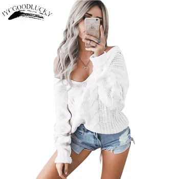 

Pullover V-Neck Sexy Jumper Pull Femme 2019 Fashion Sweater For Women Diver Plus Size Sweater Knitting Pull Winter Sweater Women