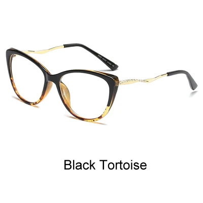Ralferty роскошные женские очки с кошачьим глазом оправа женские хрустальные декорированный металлическими очки с дужками Ретро оптическая оправа для близорукости F97313 - Цвет оправы: Black Tortoise