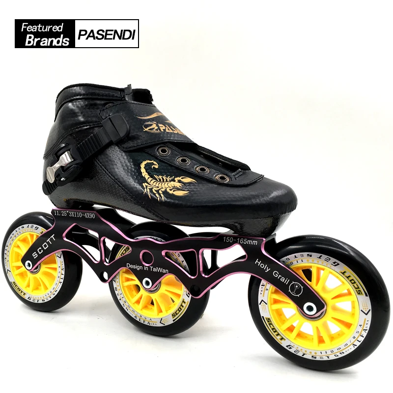 PASENDI Inline Skates Professional Speed Skating Shoes 3 wheels Roller