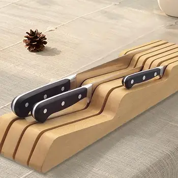 

Beech Wood Kitchen Knife Wood Holder Block Storage Rack Organizer Tool