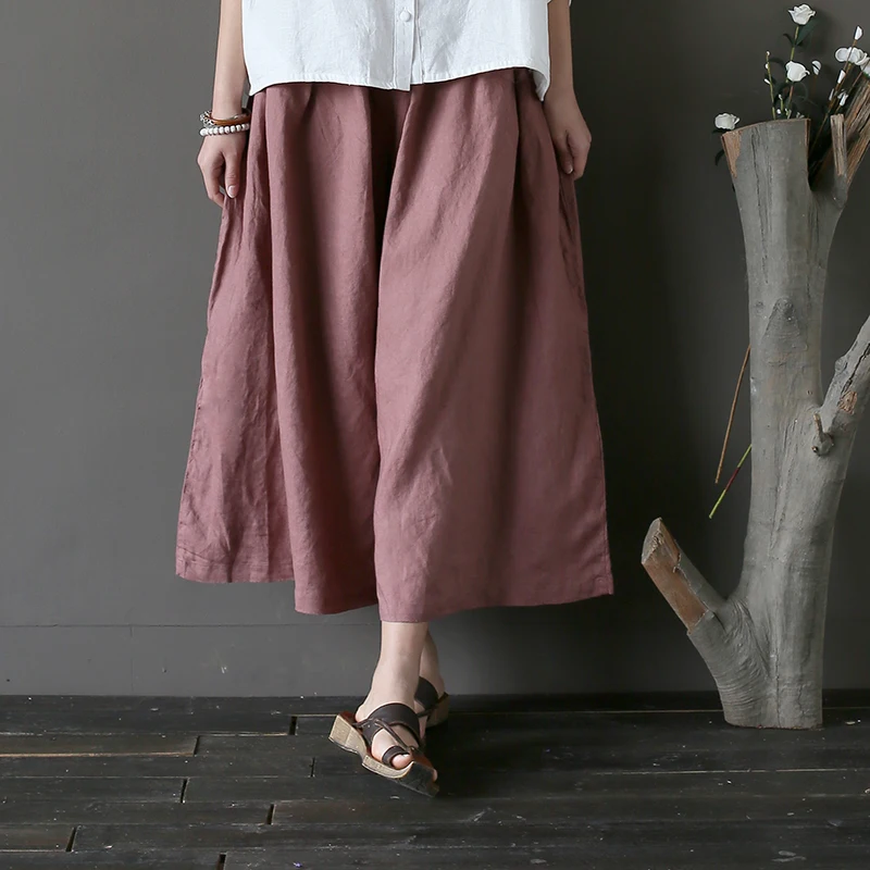 Johnature 2019 Spring Women Vintage Solid Color Calf