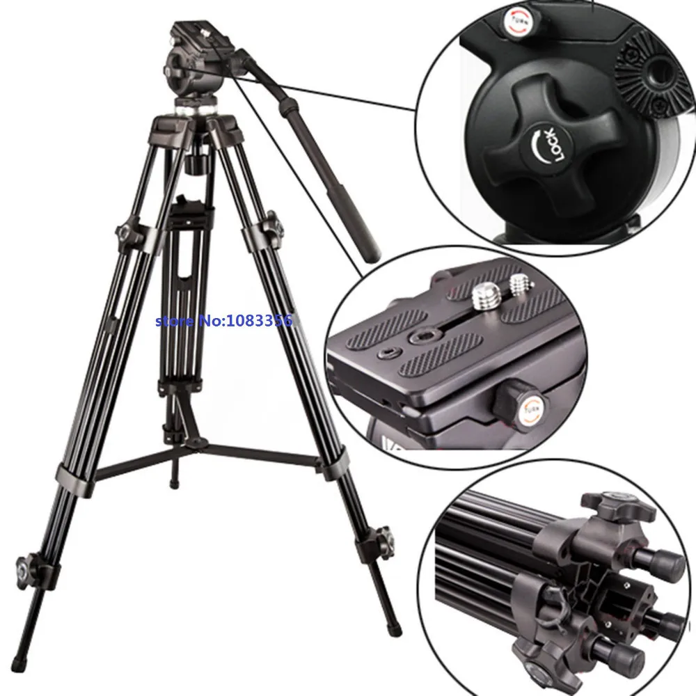 WF 717 1580mm Fluid head tripod Video camcorder professional tripod 6kg