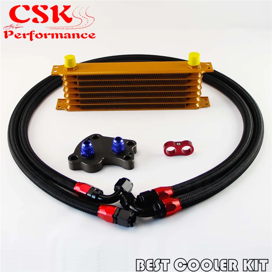 ^*Best Offers AN10 7 Row Trust Oil Cooler Kit For BMW Mini Cooper S R53 Supercharger Gold