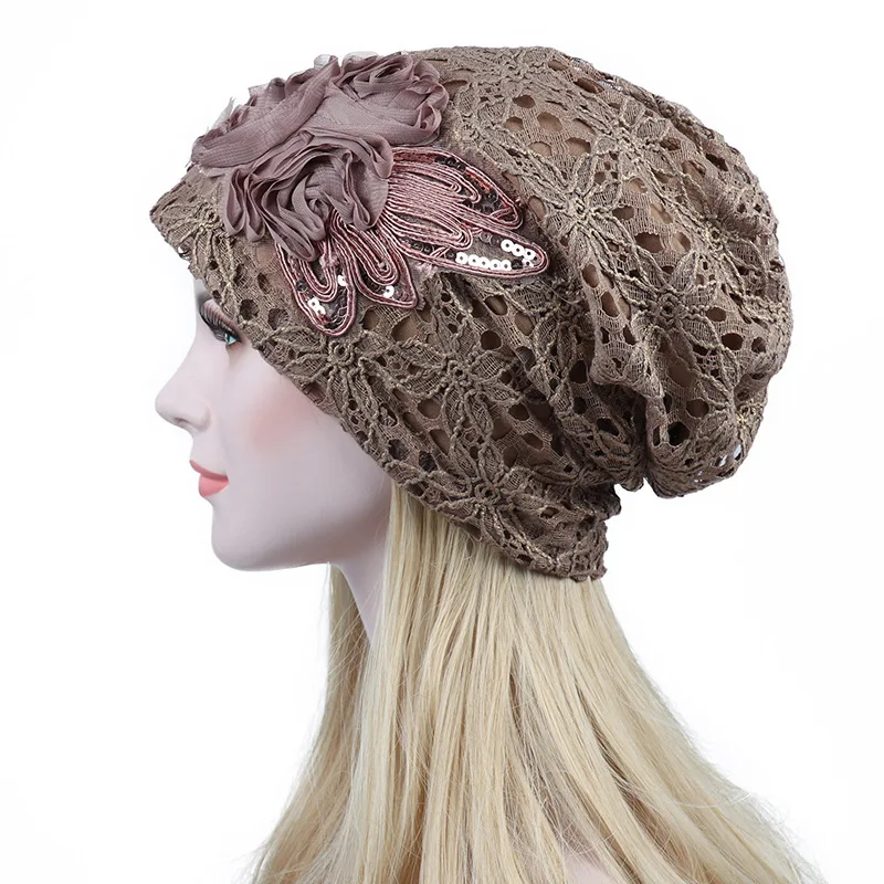 COKK, женская шапка, кружевная шапочка с цветком, шапка, двухслойная, осень, весна, шапки для женщин, женский головной убор, шапка, женская шапка