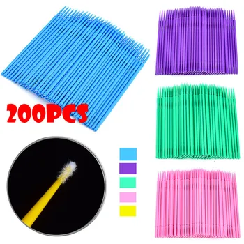 

200PCS wood cotton tips Micro Brushes Swab Lint Free Tattoo Permanent Supplies tip head cotton swab