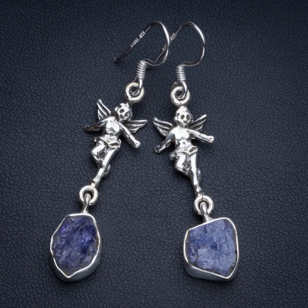 

Natural Dyed Crystal Boho Style 925 Sterling Silver Drop Earrings 2" R1756