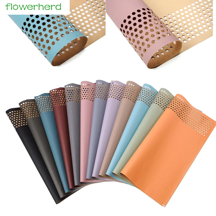 

10Pcs Kraft Paper with Hole Flower Bouquet Packaging Paper Florist Supplies Gift Wrapping Paper Handmade Supply Decor for Home