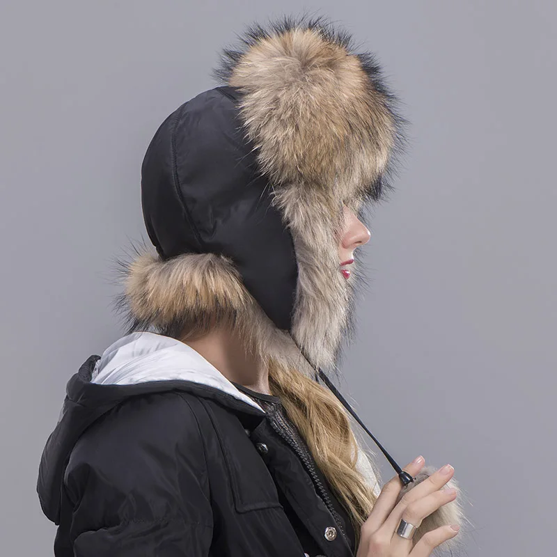 raccoon fur hat woman 2