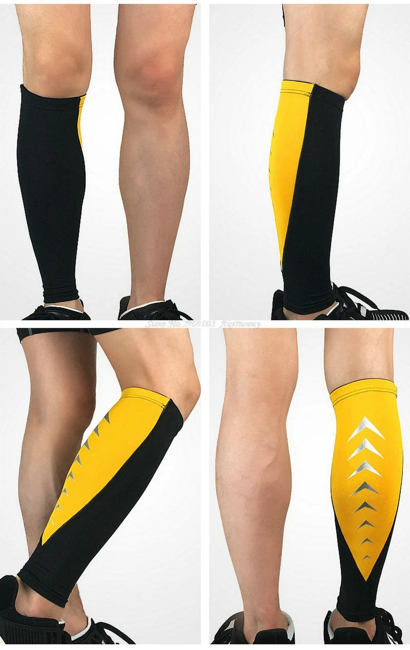 2 шт. Светоотражающие походные RunningCalf рукава спортивные фитнес футбольные щитки ножка дышащие Компрессионные носки гетры