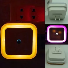 Mini LED Night Light US Plug Novelty Auto Sensor Control Square Wall Night Lamp Baby Bedroom Bedside Lighting Bulb Backlight dp 0 2w light control bedside wall night lamp green white 2 flat pin plug 90 240v