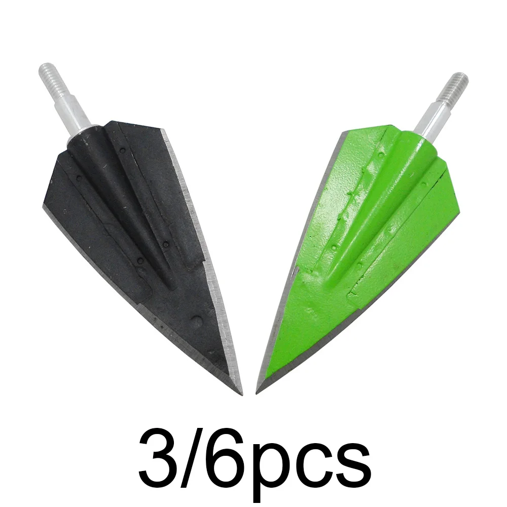 

3/6pcs 160 Grain Archery Broadheads Fixed 2 Blade Arrowheads Hunting Practice Tips Green Black